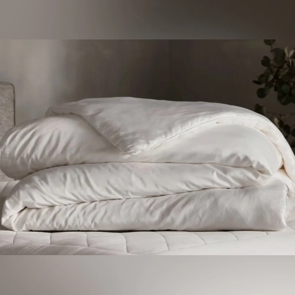 COZY EARTH Elegant White Silk Comforter TWIN